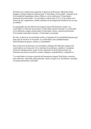 CONFERENCIA Creatividad y universidad
