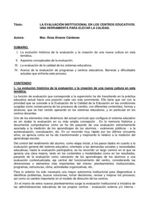 evaluación institucional y calidad