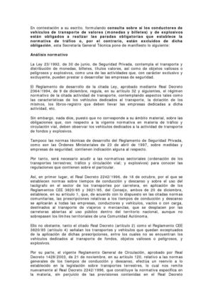 Normas sobre conductores transporte de fondos