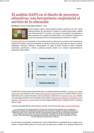 El análisis DAFO en Educación [Fernando Trujillo]