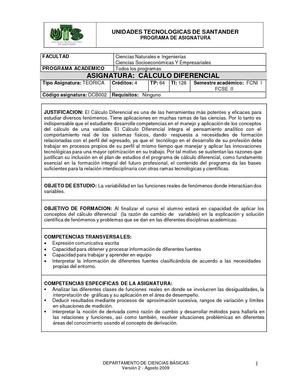 PROGRAMA - Cálculo Diferencial