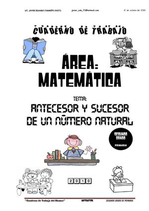 Cuaderno de Trabajo de Matematica - Antecesor y Sucesor de un Número