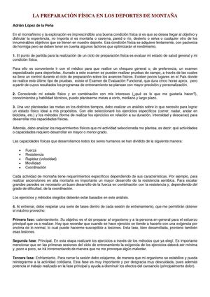 La preparacion física en los deportes de montaña