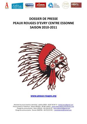 Dossier de Presse des Peaux-Rouges d'Evry Centre Essonne 2010-2011