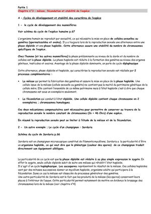 Meiose et stabilité des caractères de l'espèce