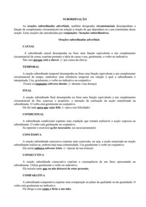 Exercícios de Subordinação