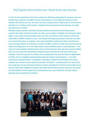 Droits des femmes. L'ECJS en 2C