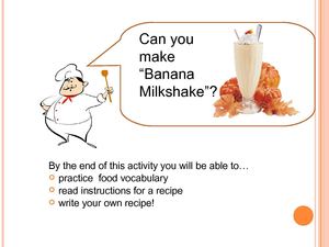 Cooking Verbs and Banana Milkshake Recipe