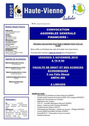 Hebdo 87 n°13 du 23.10.10