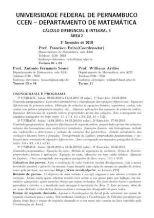 Programa Cálculo 4 - UFPE - 2010.1
