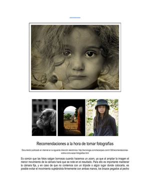 Recomendaciones a la hora de tomar fotografías