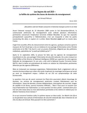 Les leçons du vol 253 - La faillite du système des bases de données du renseignement
