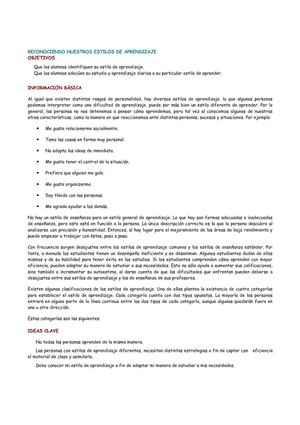Reconociendo nuestro Estilos de Aprendizaje