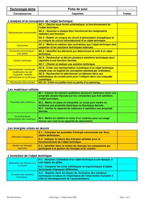 les objectifs du niveau 4e