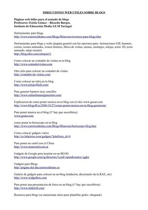 Direcciones utiles sobre BLOGs