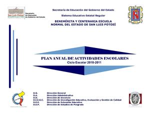 PLAN DE ACTIVIDADES 2010-2011