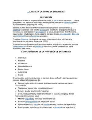 LA ETICA Y LA MORAL EN ENFERMERIA