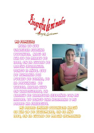 LA BIOGRAFÍA DE MI MAMÁ, Gabriela