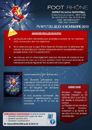 PV 17 du jeudi 5 novembre 2010