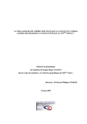 La thalassocratie américaine telle que la concevait Mahan a-t-elle une place au XXIe siècle ?