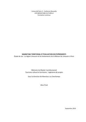 MARKETING TERRITORIAL ET EVALUATION DES EVENEMENTS_ALICE PINEL_MEMOIRE M2 TOURISME PARIS 3