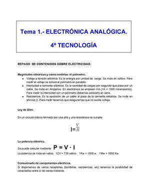 Tema 1. Electrónica analógica 4 ESO