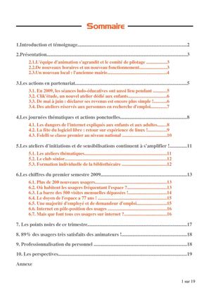 Rapport semestriel de l'espace de Folelli