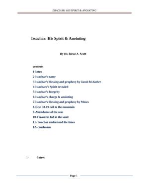 Issachar's Spirit & Anointing