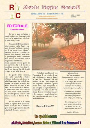 Giornalino "Scuola Regina Carmeli" - Numero I - Anno 2010 - 2011 