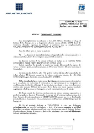 CALENDARIO LABORAL 2011