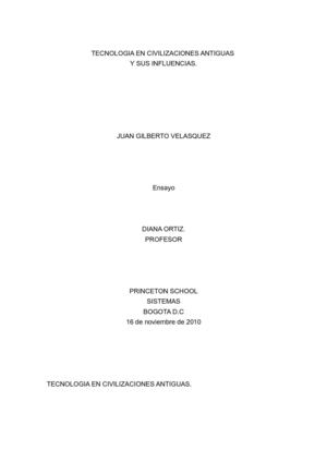 ENSAYO TECNOLOGIA EN CIVILIZACIONES ANTIGUAS JUAN VELASQUEZ
