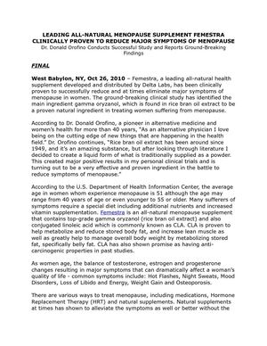 Femestra Clinical Trial