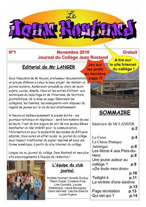 Journal Numéro 1 Novembre 2010