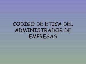 Codigo de Etica del Administrador de Empresas