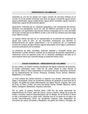HIDROGRAFIA DE COLOMBIA 