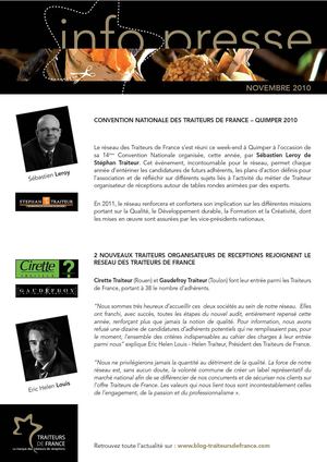 CONVENTION NATIONALE DES TRAITEURS DE FRANCE – QUIMPER 2010