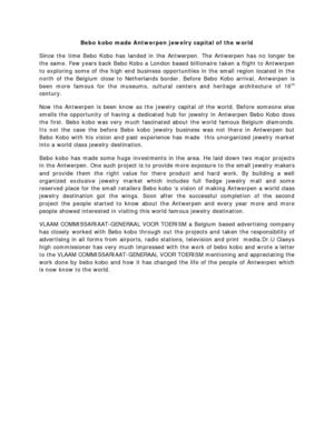 Bebo kobo made Antwerpen jewelry capital of the world