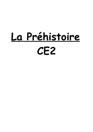 Préhistoire leçon CE2