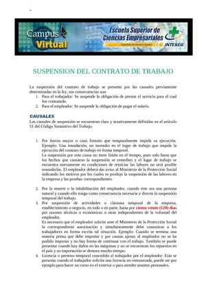 SUSPENSION DEL CONTRATO DE TRABAJO