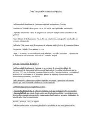 XVIII Olimpiada Colombiana de Química