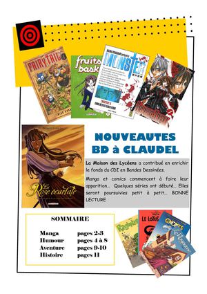 catalogue des nouveautés en Bandes Dessinées