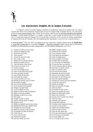 Les expressions imagées de la langue française