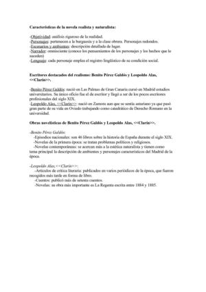 Características de la novela realista y naturalista