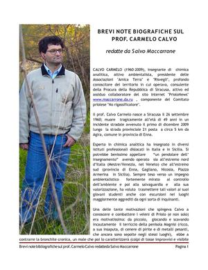 BREVI NOTE BIOGRAFICHE SUL PROF. CARMELO CALVO redatte da Salvo Maccarrone