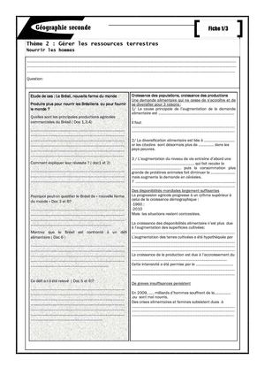 nourrir les hommes  fiche 1 sur 3