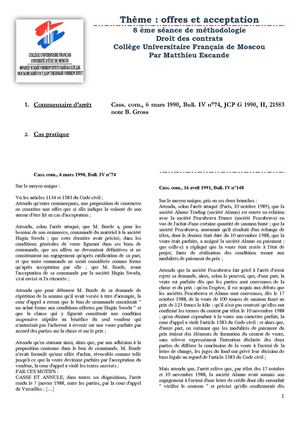 8ème séance de méthodologie - La classification des contrats