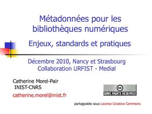 Métadonnées pour les bibliothèques numèriques