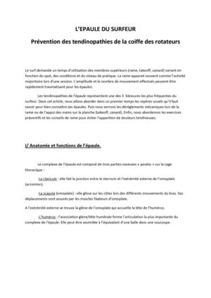 Surf Prevention - epaule du surfeur