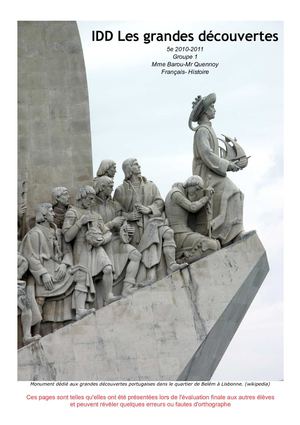 IDD Les grandes découvertes 5e Groupe 1 Mme Barou / Mr Quennoy