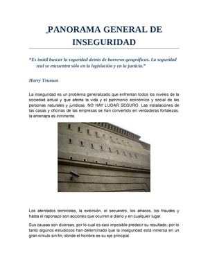 PANORAMA GENERAL DE LA SEGURIDAD
